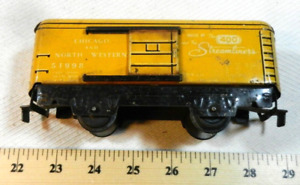 Marx 51998 Chicago & Northwestern Yellow Boxcar - O gauge 6 Inch 4 Wheel T&S !