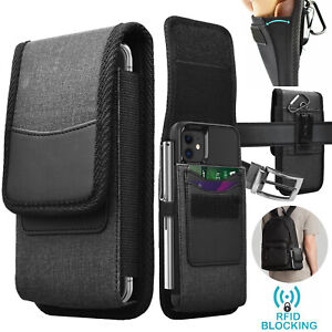 Cell Phone Holster Nylon Belt Clip Loop Pouch Wallet Case Cover with Card Holder