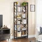 70'' Tall 6-Tier Bookshelf Metal & Wood Bookcase Open Storage Shelf Display Rack