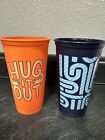 New ListingStarbucks Reusable 16oz Plastic Tumblers Cups Only No Lids Orange And Blue