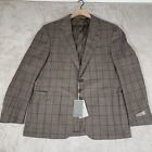 NEW Canali 1934 Impeccabile Brown Plaid Wool Jacket Lightweight Sz 56R NWT