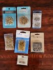 Jewelry Making Lot Goldtone Findings Beads Crimps Safety Pins Split Rings Mixed