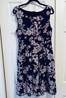 EUC! Connected Apparel Lined  Sleeveless Dress, Navy/white Floral Women’s 12R