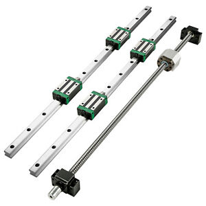 VEVOR 2 Linear Rail HGR20-1000 4 Blocks Ballscrew RM1605-1000 BF12/BK12 CNC Set