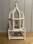 Vintage White Chic Wood Wire Cathedral Bird Cage Wedding Victorian Decor 21x9x9
