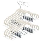 10 Pack Clothes Velvet Hangers with Clips Ultra-Thin Non-Slip in Ivory
