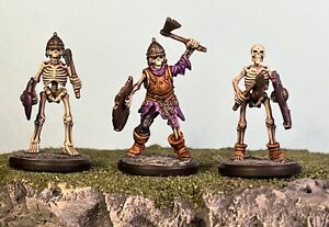 Painted Skeleton Axe Warriors Miniatures Fantasy RPG D&D Pathfinder Warhammer