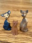 Vintage Miniature Wooden Cats Kittens Kitties Figurines Lot Of 3