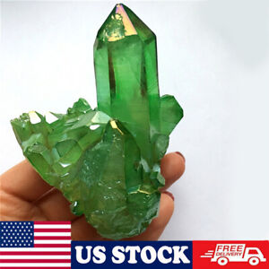 1x Natural Green Crystal Cluster Quartz Crystal Gem Stone Healing Mineral Reiki