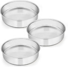 8 Inch Cake Pan Set of 3, Stainless Steel round Layer Cake Baking Pans, Non-Toxi