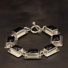 VTG Sterling Silver MEXICO TAXCO Onyx Square Link 8