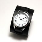 Glossy Royal black leather wide rectangle bund watch strap 20 mm unstitched