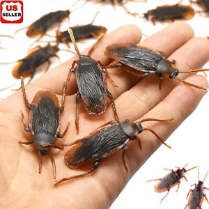 Prank Cockroaches Realistic Cock Roach Rubber Fake Creepy Bugs Gag Toy Joke 40pc