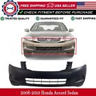Front Bumper Cover Primed without Fog Light Holes For 2008-10 Honda Accord Sedan