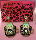 Kitty Cat Earrings Coffee Cup~BETSEY JOHNSON