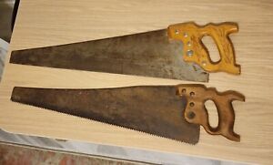 Lot Of 2 Used Vintage Disston Hand Saws Wooden Handles, 26