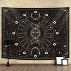 Sun Moon Tapestry Stars Space Psychedelic Black and White Wall 60