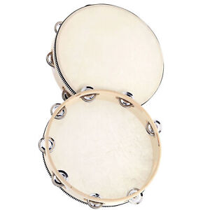 Musical Tambourine Wood Hand Held Tamborine Drum Round Percussion Gift