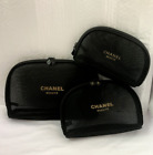 Elegant CHANEL Beauté Cosmetic Makeup Bag Pouch Logo Zipper with Defects