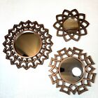 Bronze Finish Ornate Frame Wall Mirrors Set Of 3 Cut Out Open Work Design