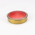 Antique Pink & White Guilloche Enamel On Brass Rouge Or Pill Box