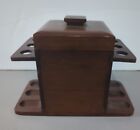Vintage Wooden Smoking Tobacco 6 Pipe Rack Stand Holder Box Humidor