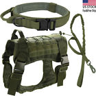 Tactical Dog Harness &Collar & Leash Set Military Training Vest with Handle S-XL