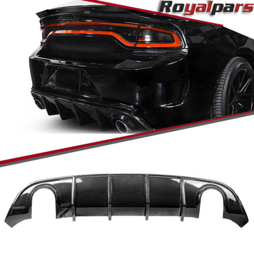 Carbon Fiber Style Rear Bumper Lip For 2015-2024 Dodge Charger Diffuser SRT GT