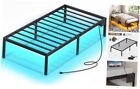 Bed Frame with USB Charging Station Bed Frame with LED Lights, Twin 14 Inch