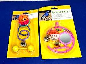 Lot of 2 Bird Toy 3 Packs - Mirror Ball with Bell Swing Dumb Bell Olympic Rings