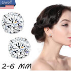 1-5 Pairs 925 Sterling Silver Round Stud Earrings Cubic Zirconia Women Jewelry