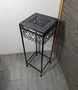 New ListingVintage Wrought Iron Square Plant Stand Pedestal Table Shabby Chic Victorian