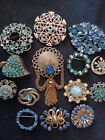 VINTAGE SGD SARAH COVENTRY BLUE AB RHINESTONE HEART PIN wearable or crafts LOT