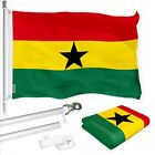 G128 Combo: 6 Ft Flagpole Silver & Ghana Flag 3x5 Ft Printed 150D Polyester