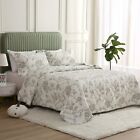 Jacquard Embroidered Stitching Soft Bedding Summer Solid Quilt Set, Green Floral