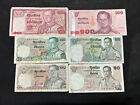 Lot Of Older Bank Of Thailand 10 To 100 Baht Banknotes Set