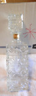 Vintage Clear Glass Quilted Pattern w/Stopper Whiskey Bottle EMPTY