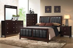 ON SALE - 5 piece Cherry Brown Queen King Bedroom Set - Modern Furniture IA70