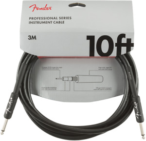 Fender Professional Series Black Guitar/Instrument Cable, Straight, 10' ft