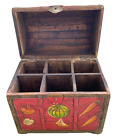 Vintage/Antique 6 Bottle Wooden Wine Crate/Box - Hand Made & Painted Vegetables
