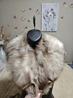 Vintage Real 100% Fur Fox Wrap Scarf Coat Collar Gray With Head Ears And Legs