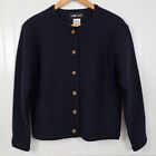 Vintage Sag Harbor Wool Cardigan Womens S Navy Blue w/ Gold Button Front Classic