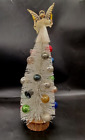 New ListingWhite Glitter Tipped Bottle Brush Tree Decorated with Vintage Mini Ornaments