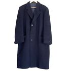 Vintage Lazarus Men Shop Wool & Cashmere Trench Coat SZ M 46 Dark Blue Lined