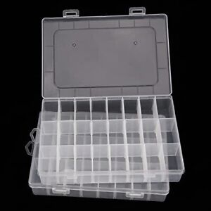 2 Pack 24 Grids Clear Plastic Organizer Box Container Craft Storage with