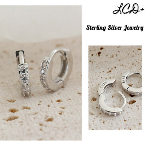 925 Sterling Silver CZ Small Earrings Cubic Huggie Hoop Men Women Jewelry Gift