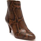 Hugo Boss Womens Brown Leather Snakeskin Side Zipper Ankle Booties Sz 8 NIB