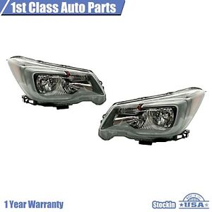 For 2017-2018 Subaru Forester  Set of 2 Headlights Headlamp Black Interior (For: More than one vehicle)