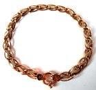 VINTAGE LADIES MADE ITALY 14K SOLID ROSE GOLD CHAIN & CHARM BRACELET 8