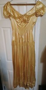 Late 1800's Antique Dress Gold Yellow Lace Silk Beautiful Design Mississippi